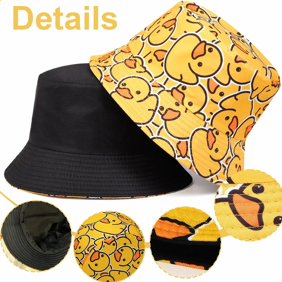Chapeau de Seau Coton Unisexe, Chapeau de Pêche Soleil, Jaune Canard, 1 Pièce