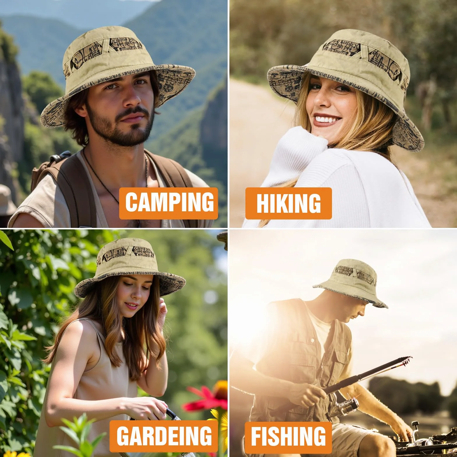 TAGVO Chapeau de Soleil Anti UV Unisexe Classique Chapeau Seau Réglable Large Bord Pliable Chapeau Cowboy Homme Femme Outdoor Ete