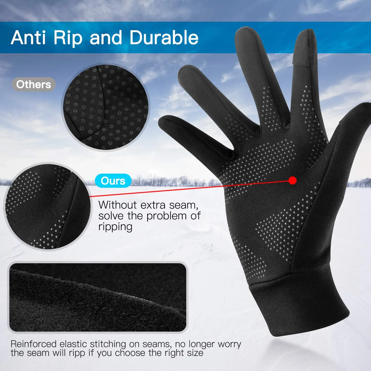 Unigear Gants Doublure Chauffants à Écran Tactile Coupe-Vent Respirant Antidérapant Cyclisme Vélo Sport Hiver