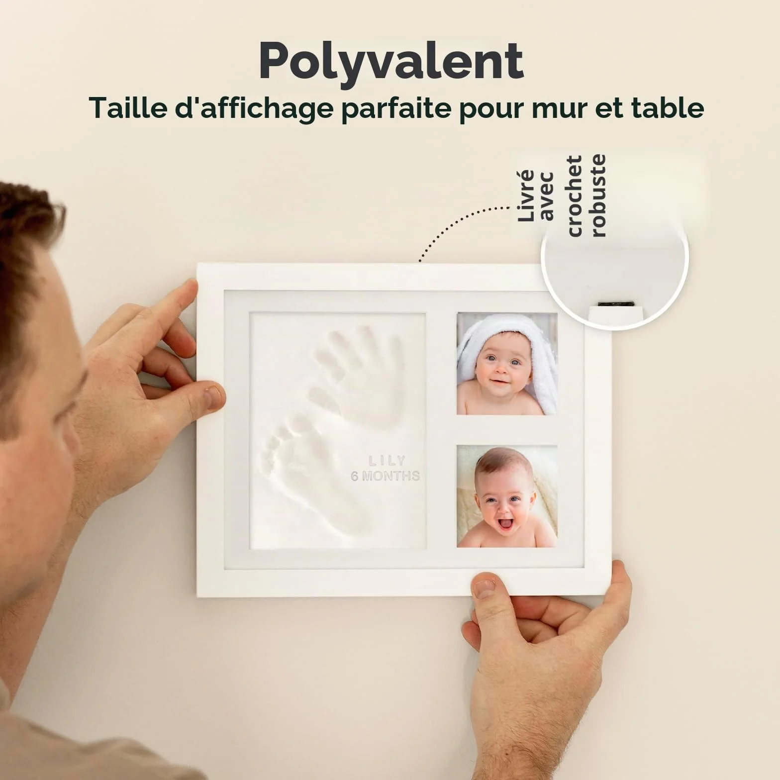 Kit Souvenir Empreinte Bébé - Cadre Photo Nouveau-Né - Kit d'Art Mémoire - 28cm x 22cm, Alpine White