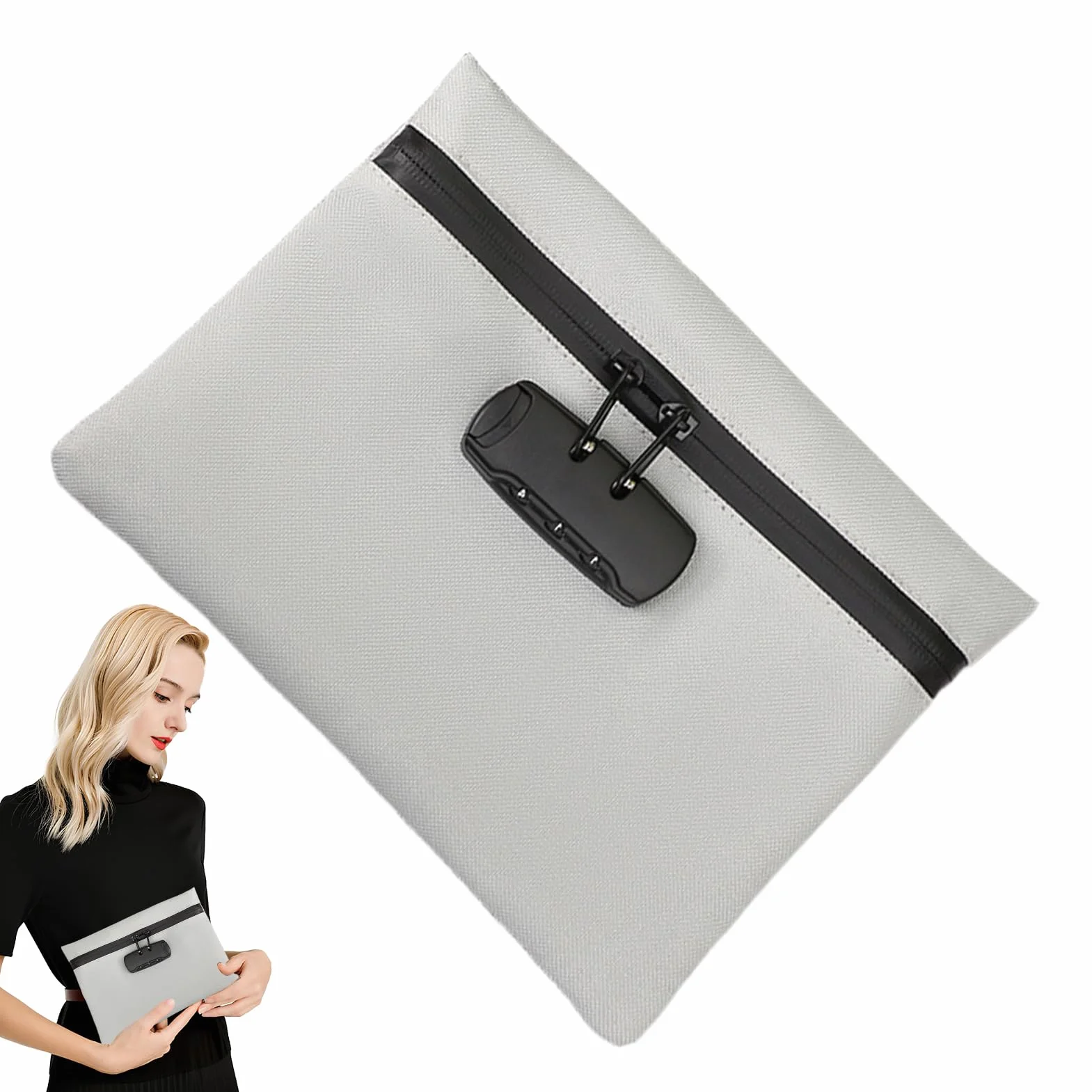 Sac Avec Serrure Pochette Sécurisée Organisateur Étanche Portable Voyage Bureau École