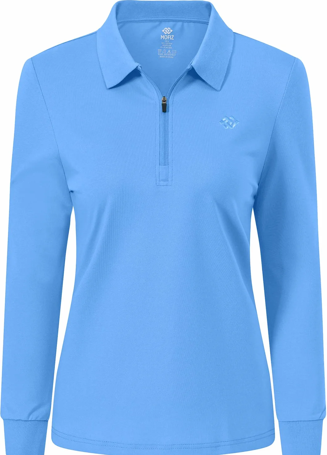 Polo Femme Manches Longues Coton Sport Golf Tops Zippé