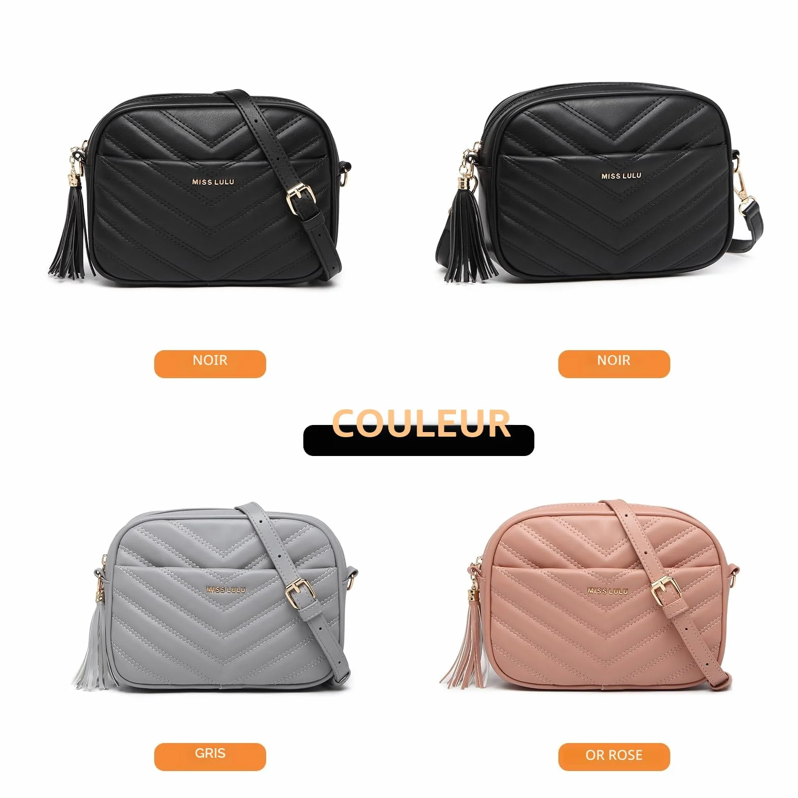 Miss Lulu Sac à Bandoulière en Cuir Synthétique pour Femmes - Petit Sac à Main avec Longue Bandoulière