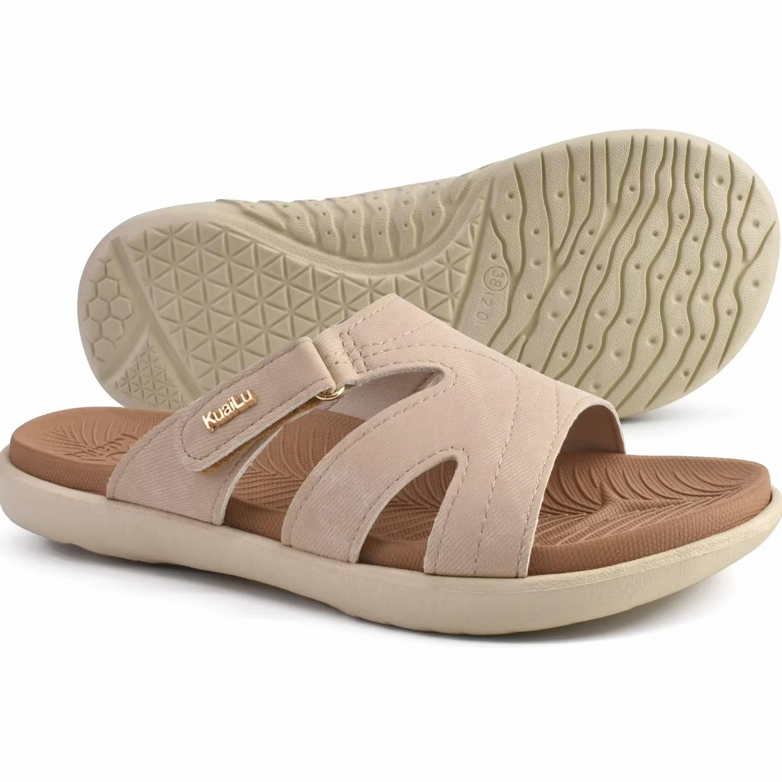 KuaiLu Claquette Femme Orthopédique Legere Soutien Plantaire Sandales Reglables Confort Yoga Mat Plage Piscine Douche Mules