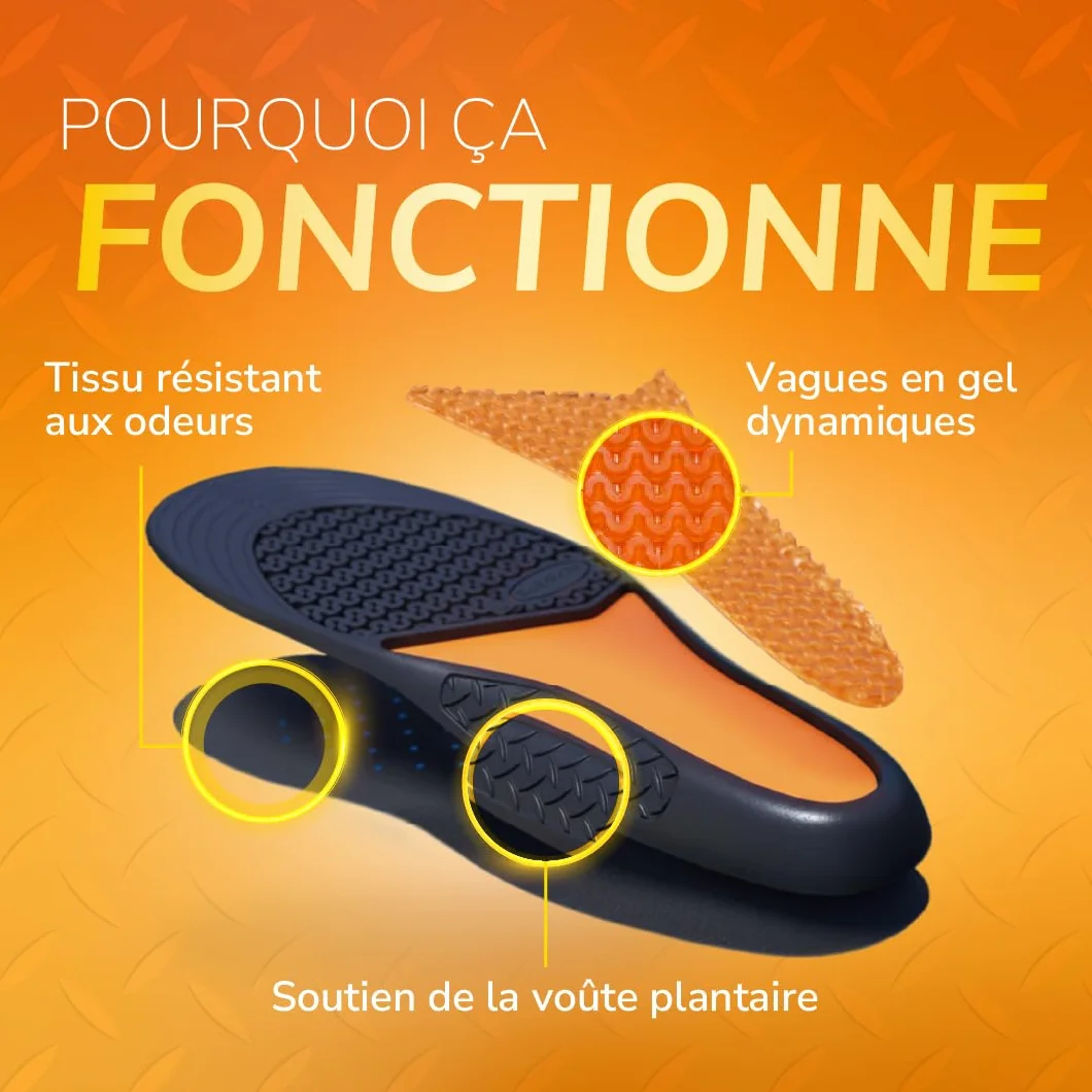 Scholl Semelles GelActiv Professionnel Chaussures de travail Hommes GelWave Absorption des chocs Amorti renforcé Taille 40-46,5