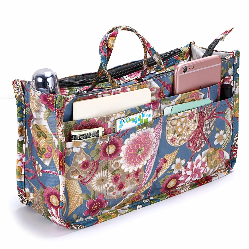 Ignpion Organiseur de sac à main 13 poches extensible imprimé tournesol multicolore IGN435