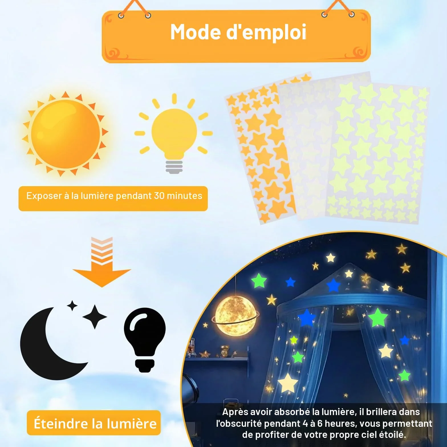 Etoile fluorescente 740 Stickers muraux enfants phosphorescentes auto-adhésives plafond décoration chambre