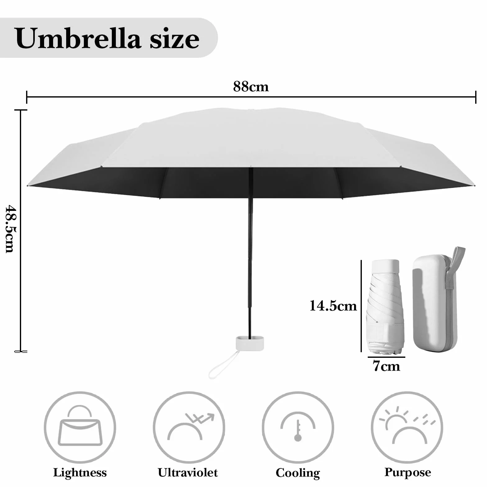 Mini Parapluie Compact Pliable Anti UV Imperméable Coupe-Vent avec Boîte à Capsules