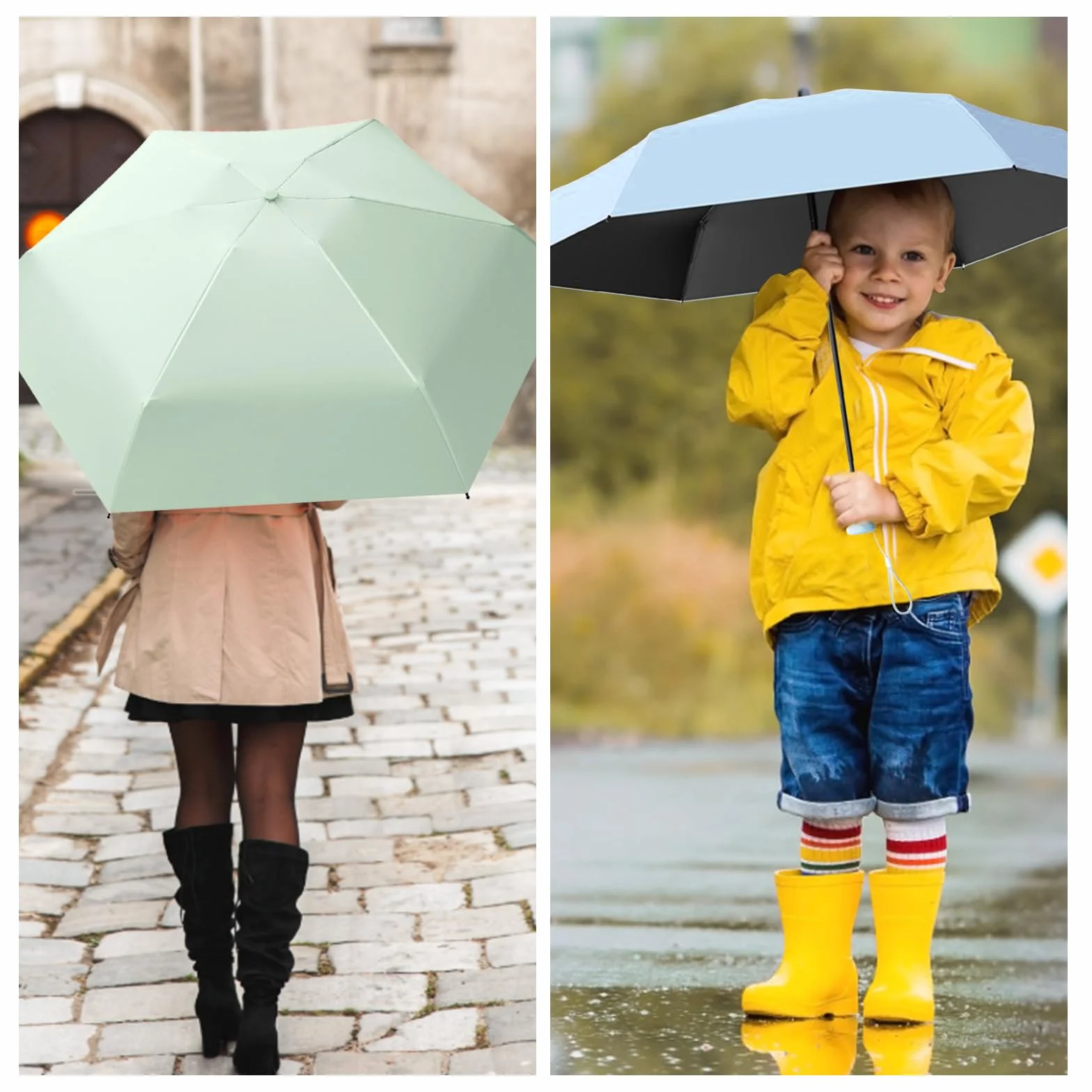 Mini Parapluie Pliant Anti UV Léger Compact Poignée Rétractable