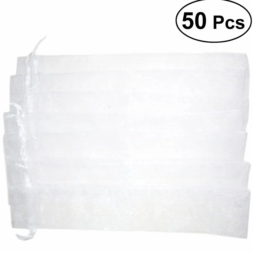 Sachet Organza Blanc Avec Cordon De Serrage 50 pièces Pour Mariage Bonbons Bijoux