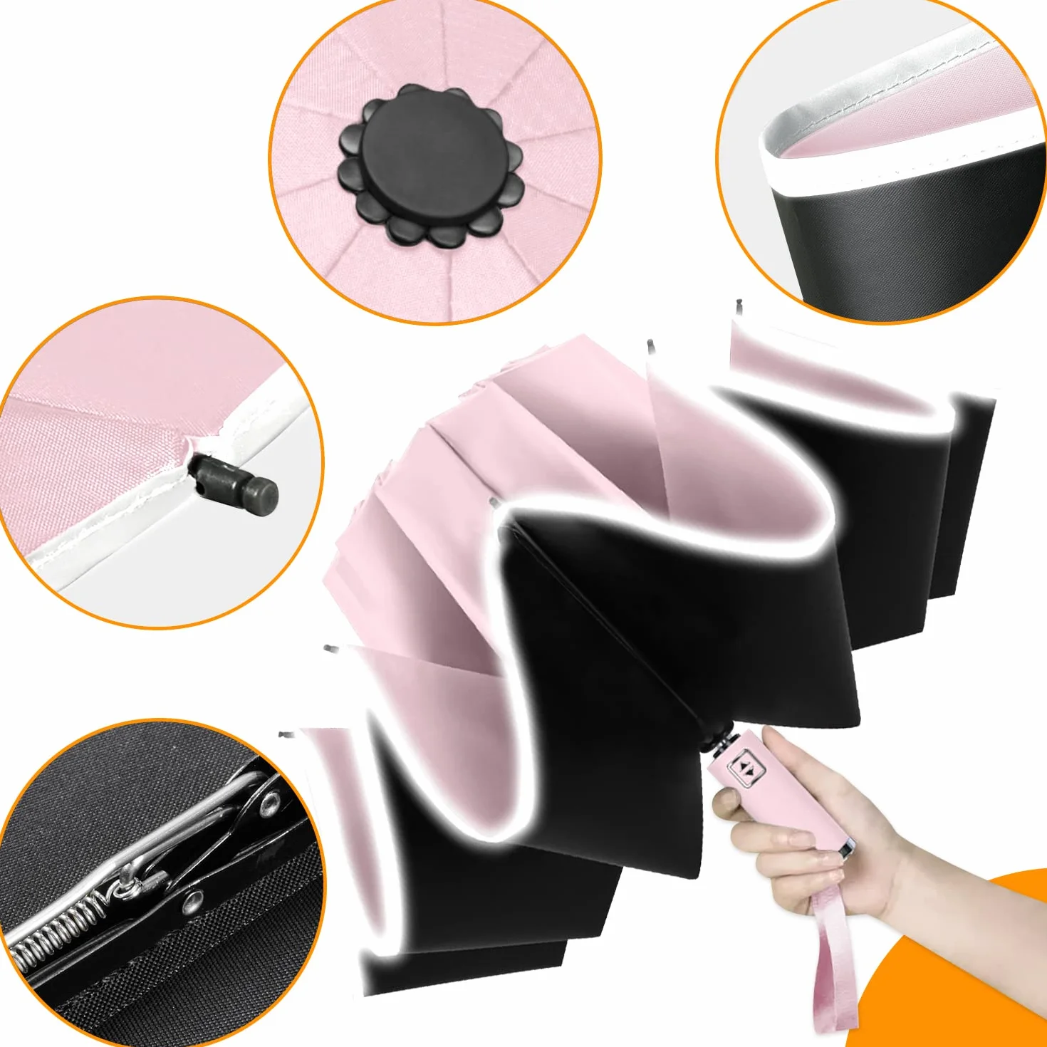 Parapluie inversé pliant automatique 10 baleines anti vent diamètre 105 cm