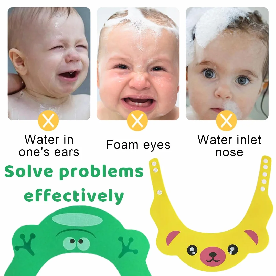 NJCXOLA Chapeau Douche Bébé 2pcs Bonnet de Douche Protection Bain Bébé Visière