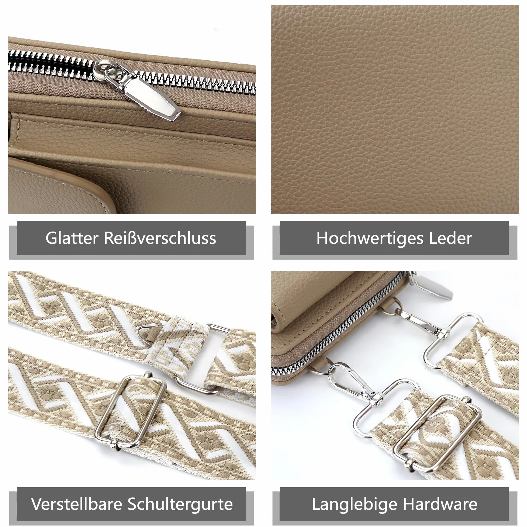 Pochette Téléphone Portable Femme, Sacoche Bandoulière Réglable en Cuir PU pour Téléphone 7"