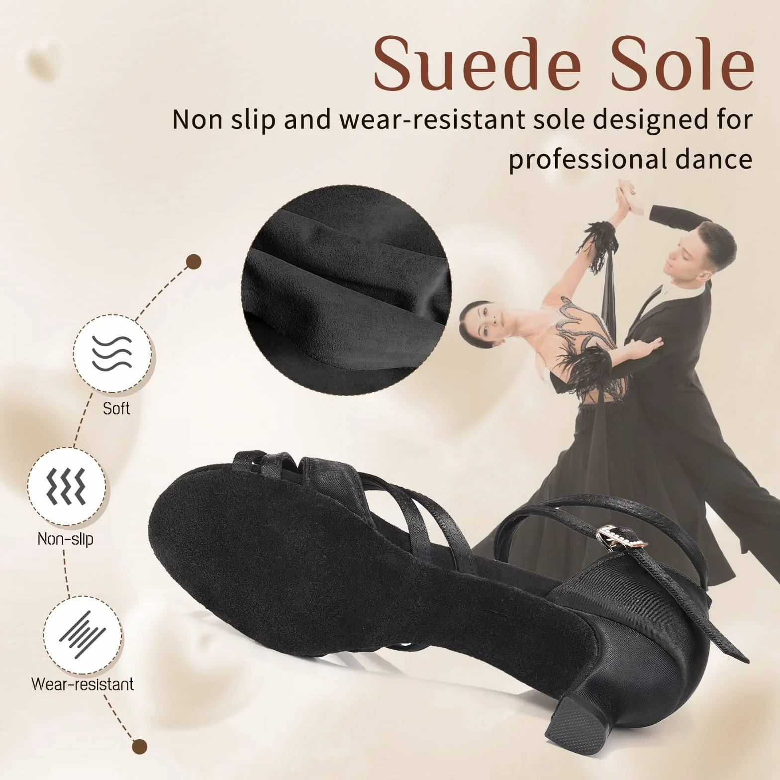 Chaussures de Danse Latine Femme 5cm Satin Bout Ouvert Salsa Tango Bachata Modèle-811