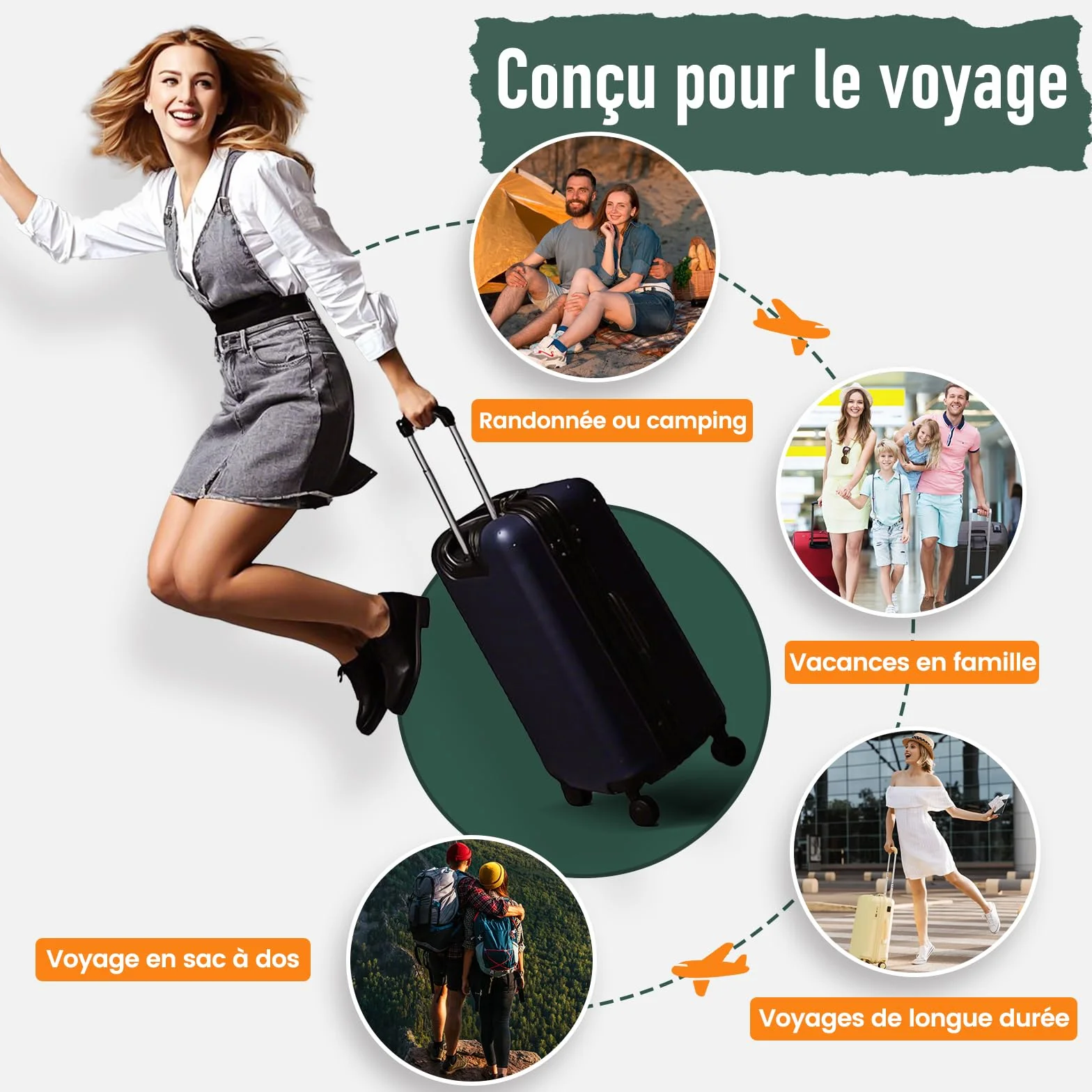 Sac Compression Voyage Organisateur Valise 8 Pièces Packing Cubes Rangement Noir