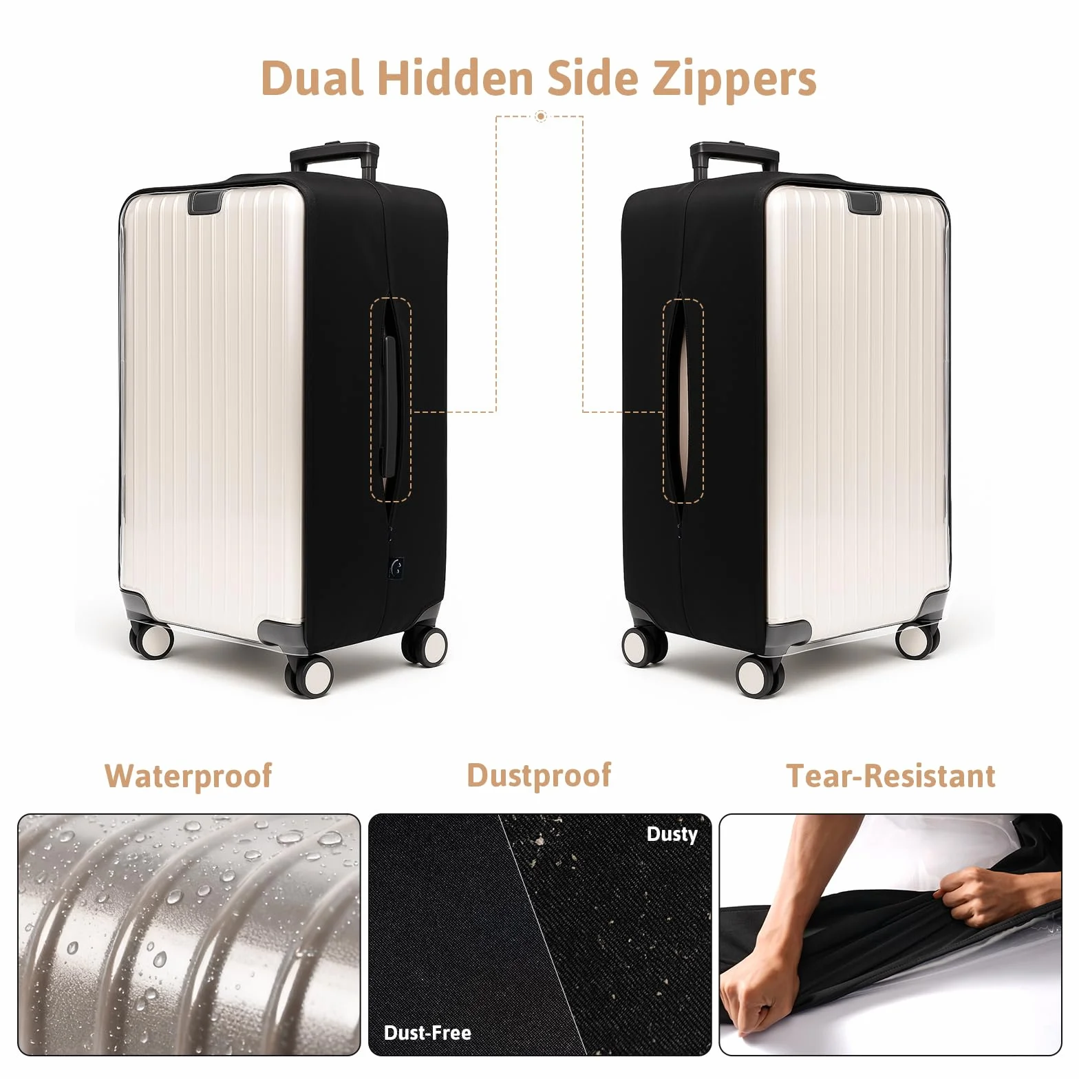 OrgaWise Housses de protection pour valises et bagages, Noir, X Large
