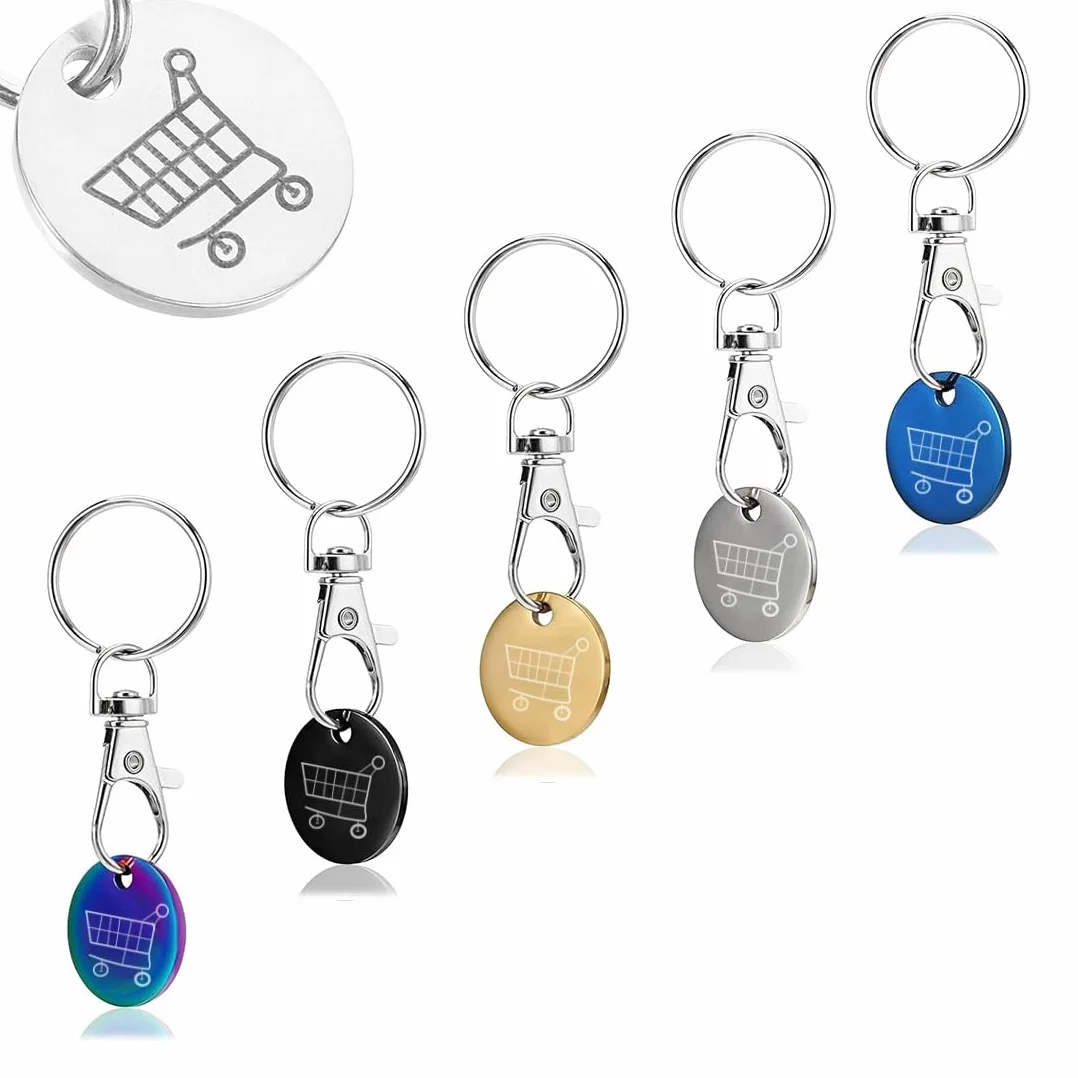 JEYORZY Lot de 5 jetons de chariot amovibles avec porte-clés pour caddie