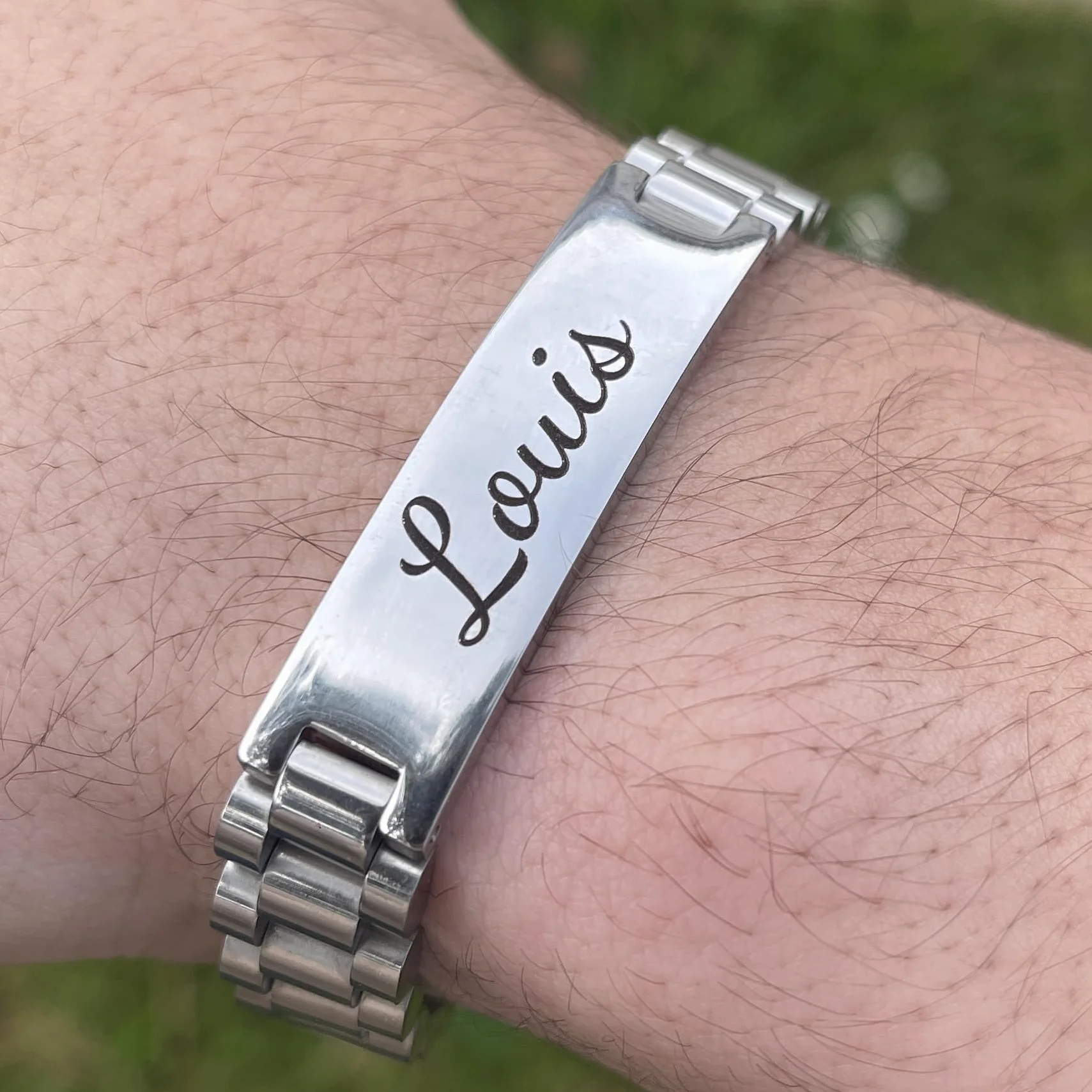 Gourmette Personnalisée Gravée en Acier Inoxydable - Bracelet Homme Cadeau Saint Valentin