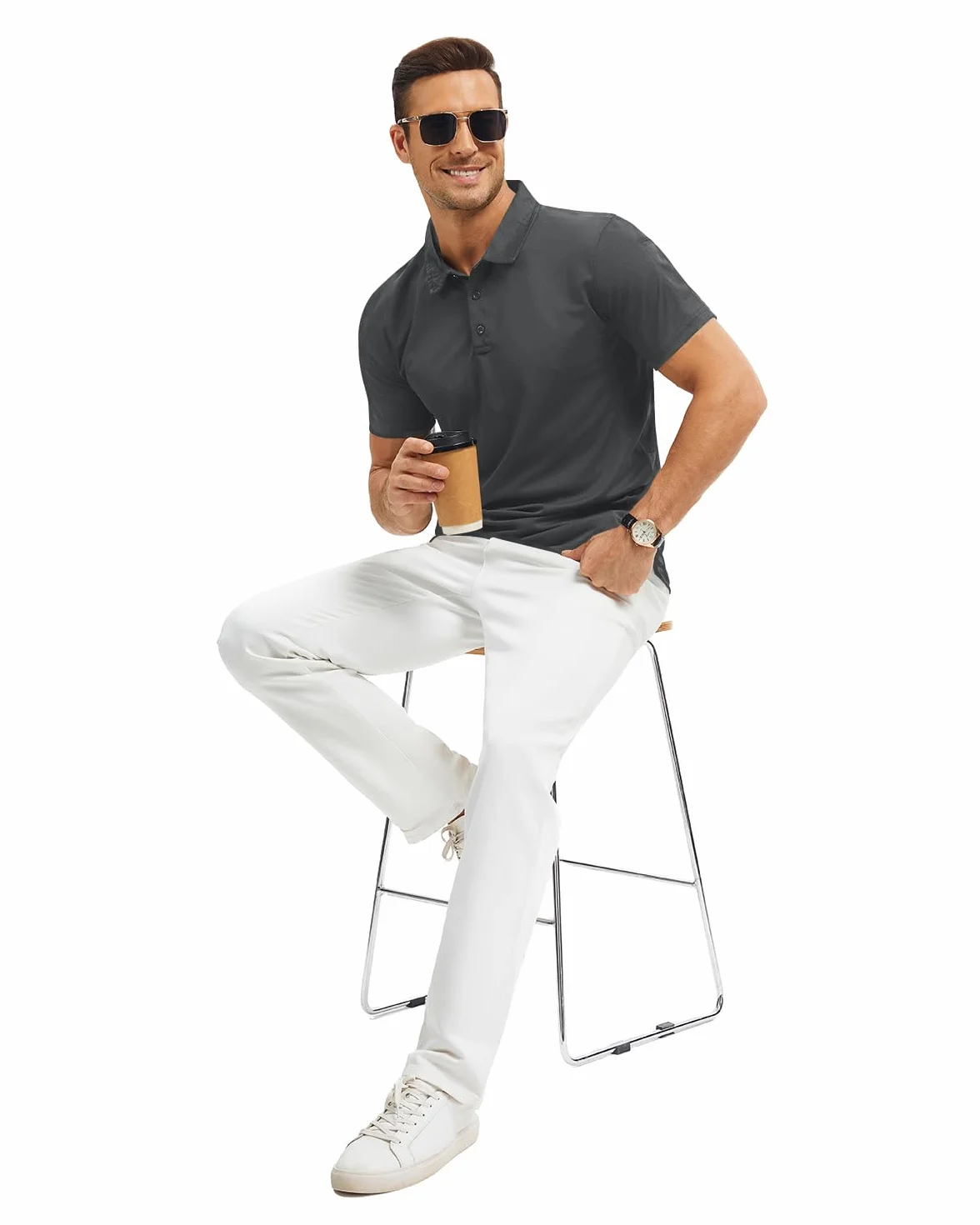 Polo Homme Séchage Rapide Moisture Wicking Regular Fit Polo Golf Sport