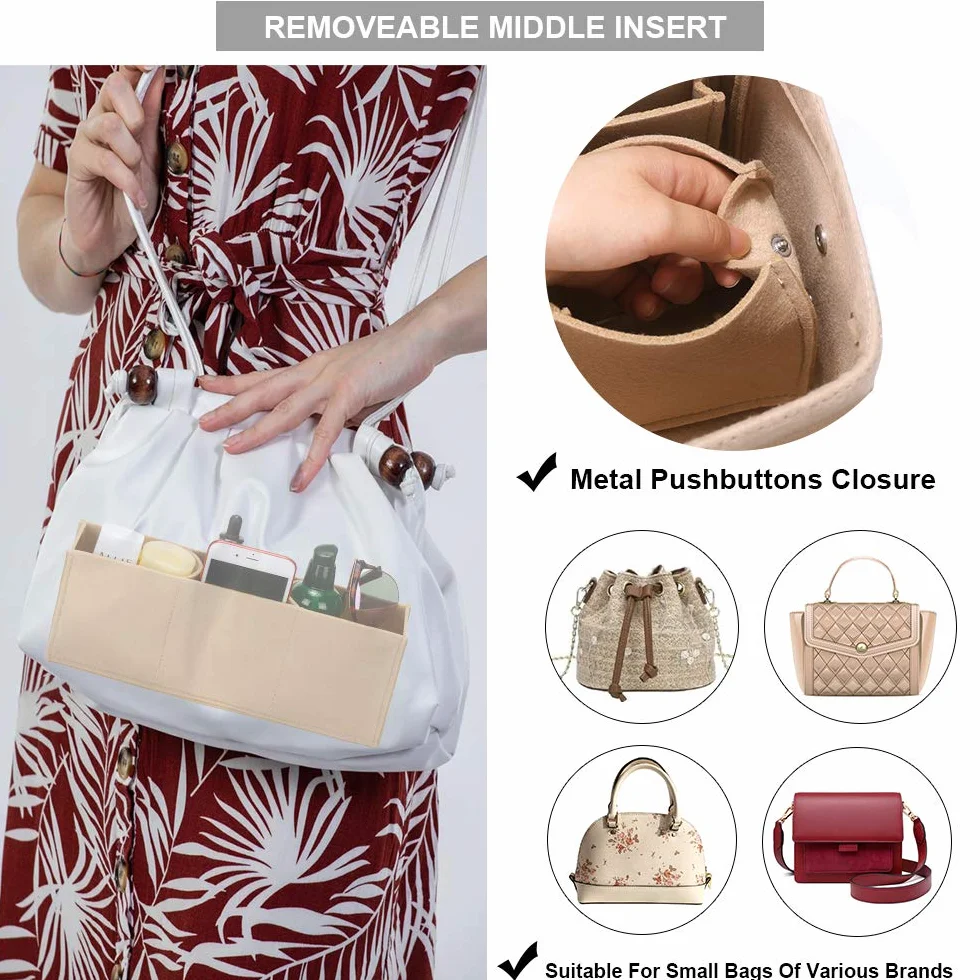 Organiseur de Sac à Main en Feutre pour Speedy 35 et Neverfull PM Beige L