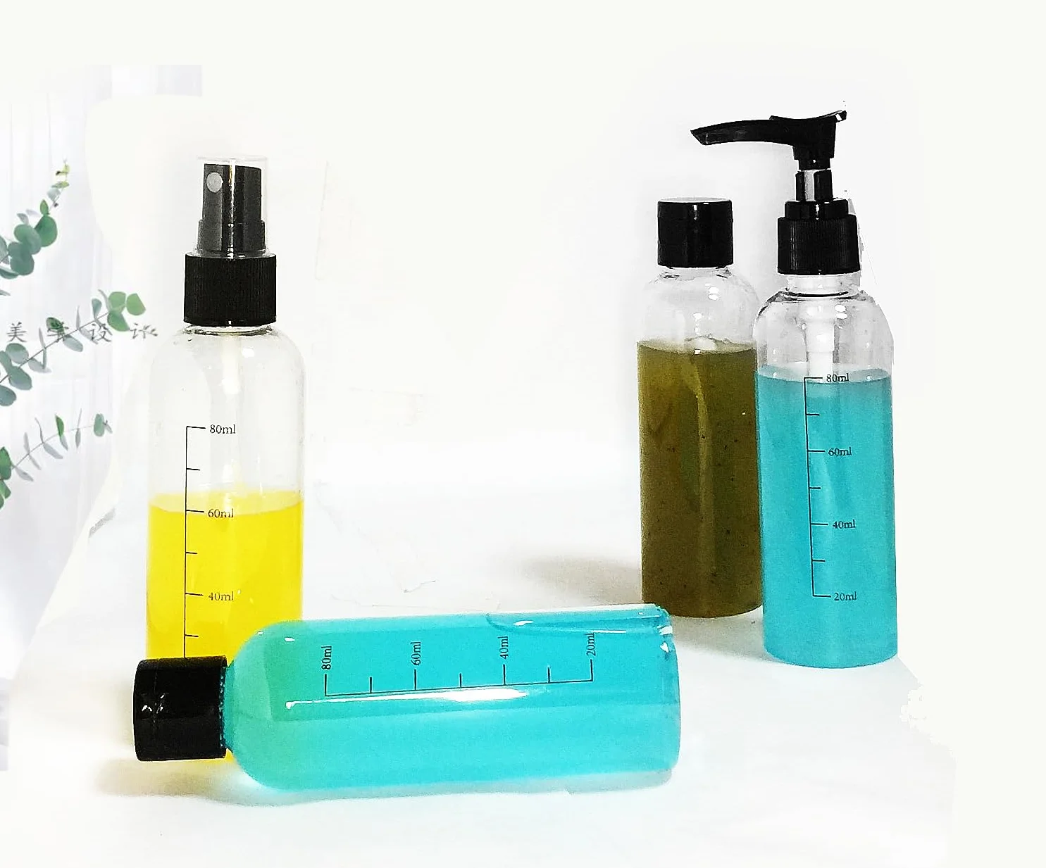 Trousse de toilette transparente avec Flacons Vide de Voyage 100ml – Kit de voyage avion femme homme