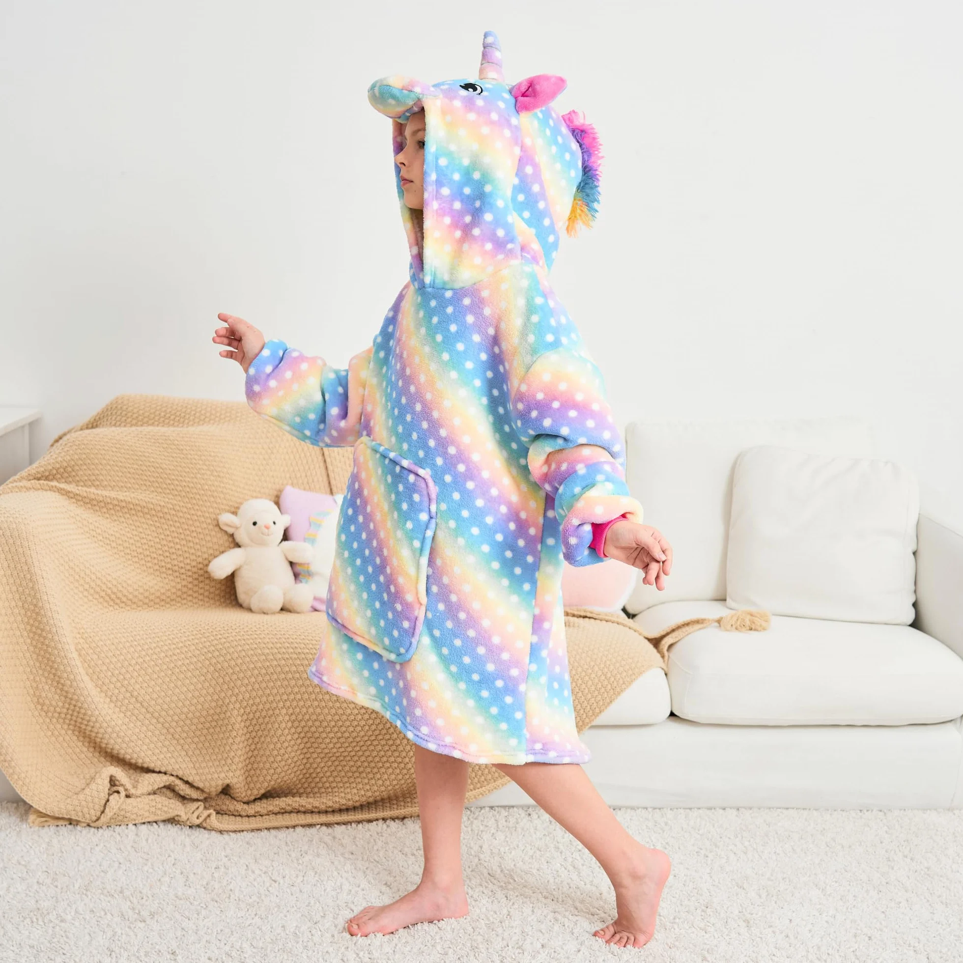 Sweat à Capuche Licorne pour Filles Surdimensionné Enfants