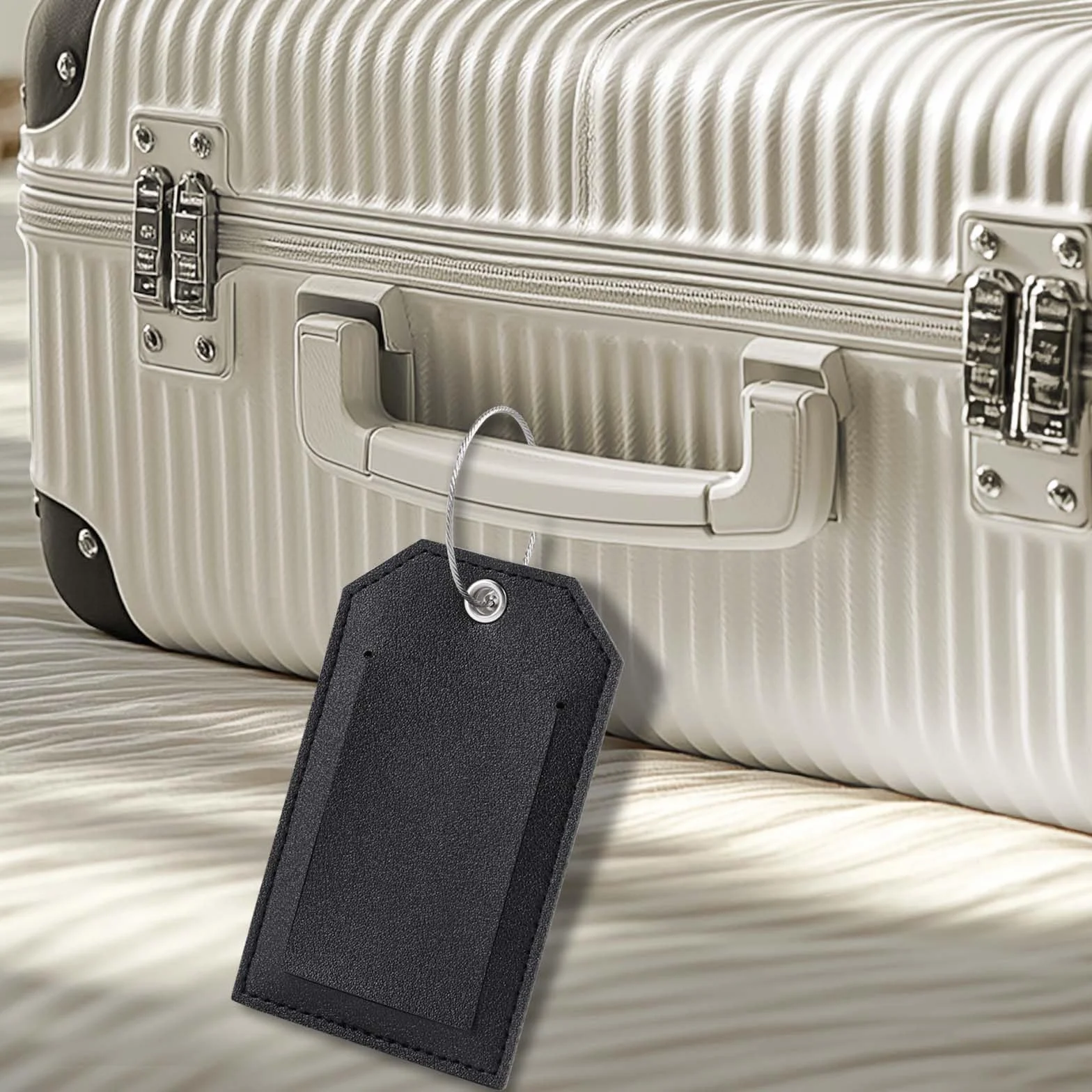 Étiquettes à Bagages en PU avec Carte d'Information Personnelle pour Valises et Sacs de Voyage