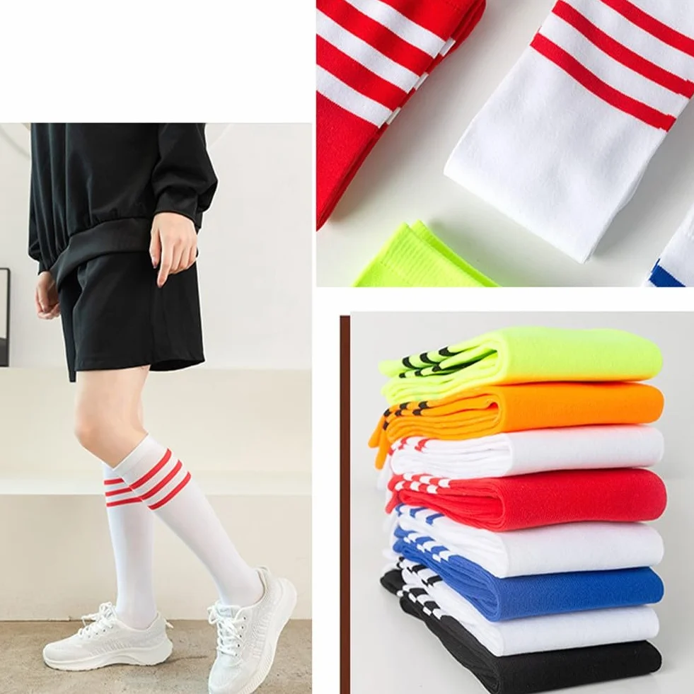 Chaussettes Foot Enfant Hautes Antidérapantes Garçons Filles Football Rugby Basket-ball 4 Paires