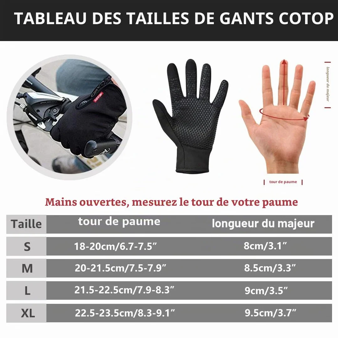 COTOP Gants d'hiver Coupe-Vent Tactile Antidérapants pour Cyclisme Course à Pied Conduite Randonnée