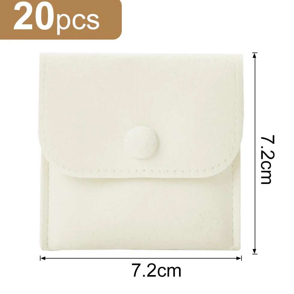 Pochettes à bijoux de luxe en microfibre Beige 7 x 7 cm Lot de 20
