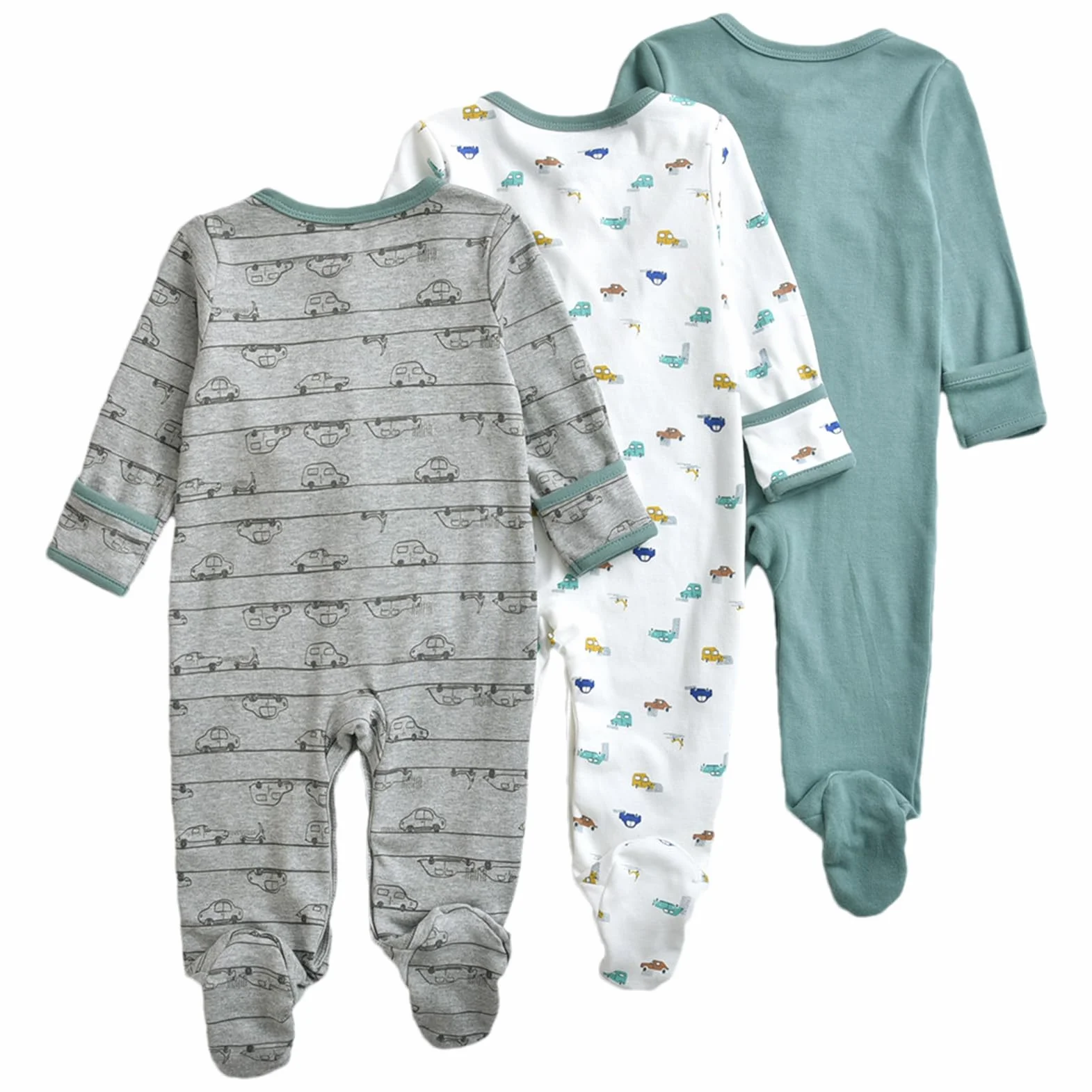 Pyjama pour Bébé Combinaison en Coton Garçon Fille Grenouillères Lot de 3 0-12 Mois
