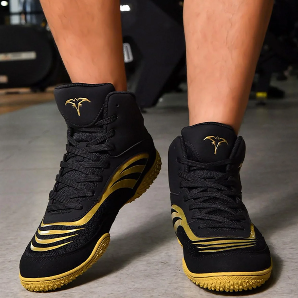 Chaussures de Lutte Hommes Antidérapantes Professionnelles Semelles Caoutchouc Boxe Kickboxing