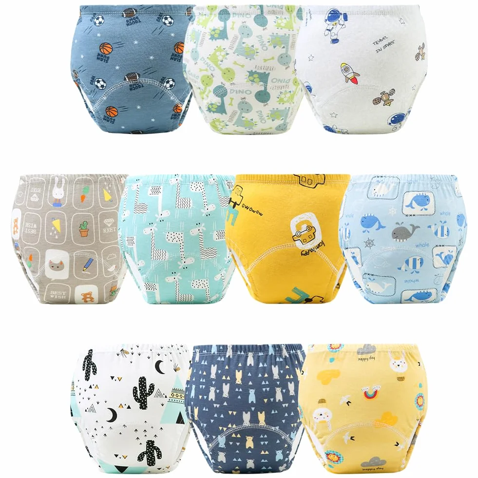 Aolso Culottes d'apprentissage réutilisables en coton pour bébé, sous-vêtements lavables garçons