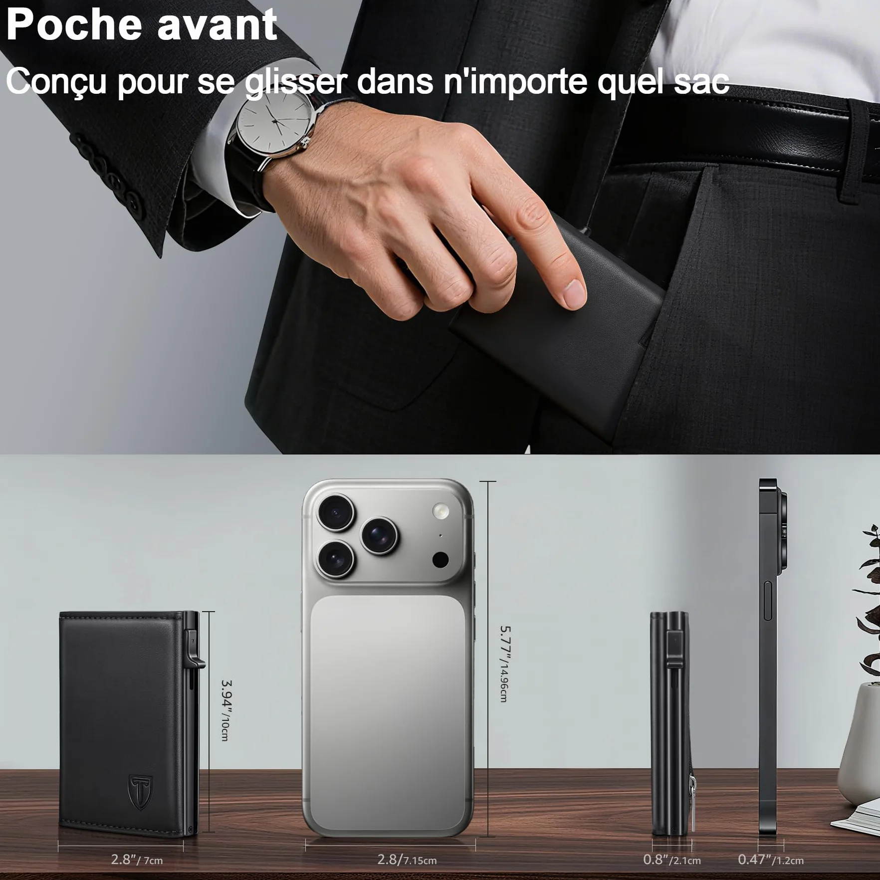 TENBST Portefeuille Homme Cuir RFID Porte-Cartes 8 Cartes Compartiment Billets Poche Monnaie Cadeau Papa