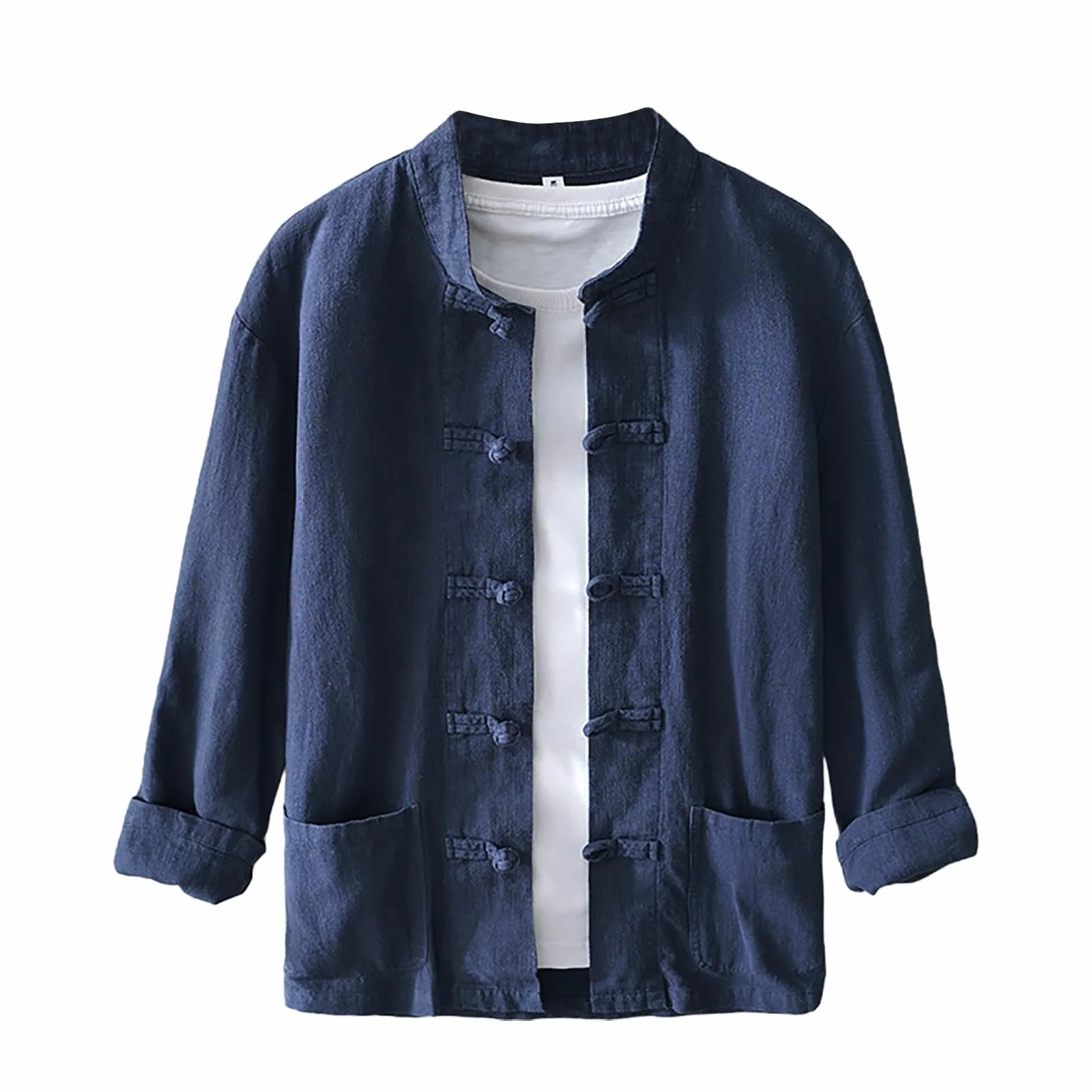 Chemise de costume Kung Fu homme manches longues boutons grenouille chinois veste légère été