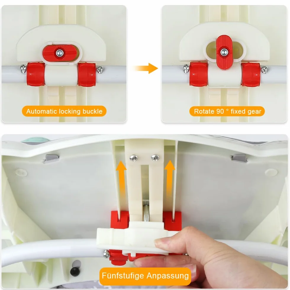 Trotteur 4 en 1 Pliable pour Bébé avec Plateau de Jeux Interactif, Base Anti-basculement, Roues Silicone, 4 Positions Hauteur, 6-18 Mois