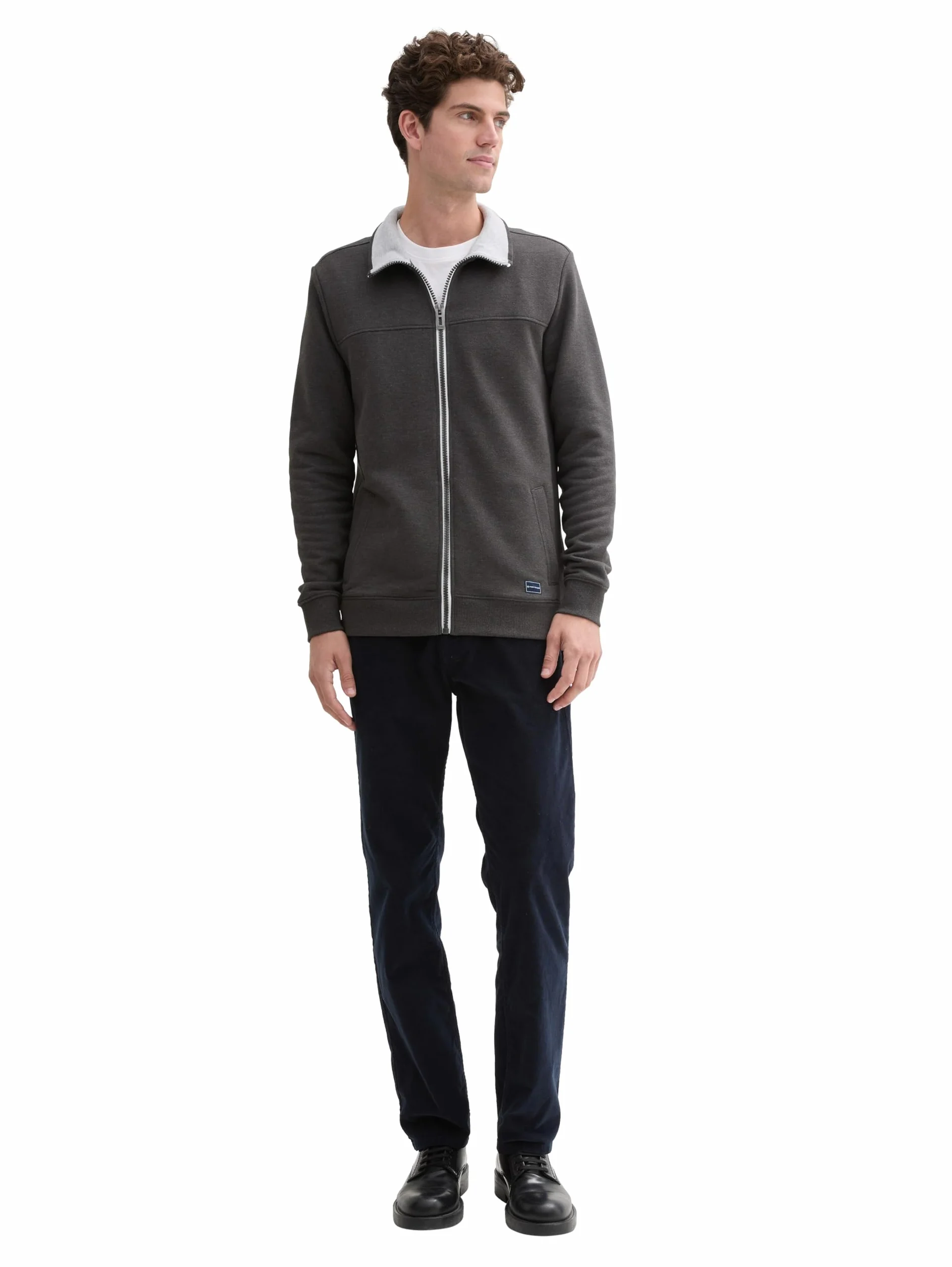 TOM TAILOR Hommes Veste sweat à col montant