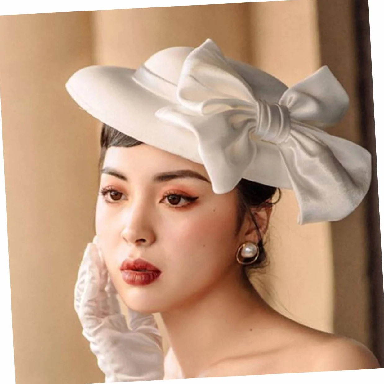 Bibi mignon de mariée classique chapeau seau Bowknot blanc pour femme mariage fête