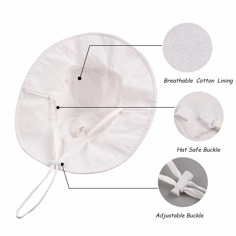 Chapeau Bébé Fille Nœud Large Bord Chapeau de Soleil Protection Solaire Bob Enfant 0-8 Ans