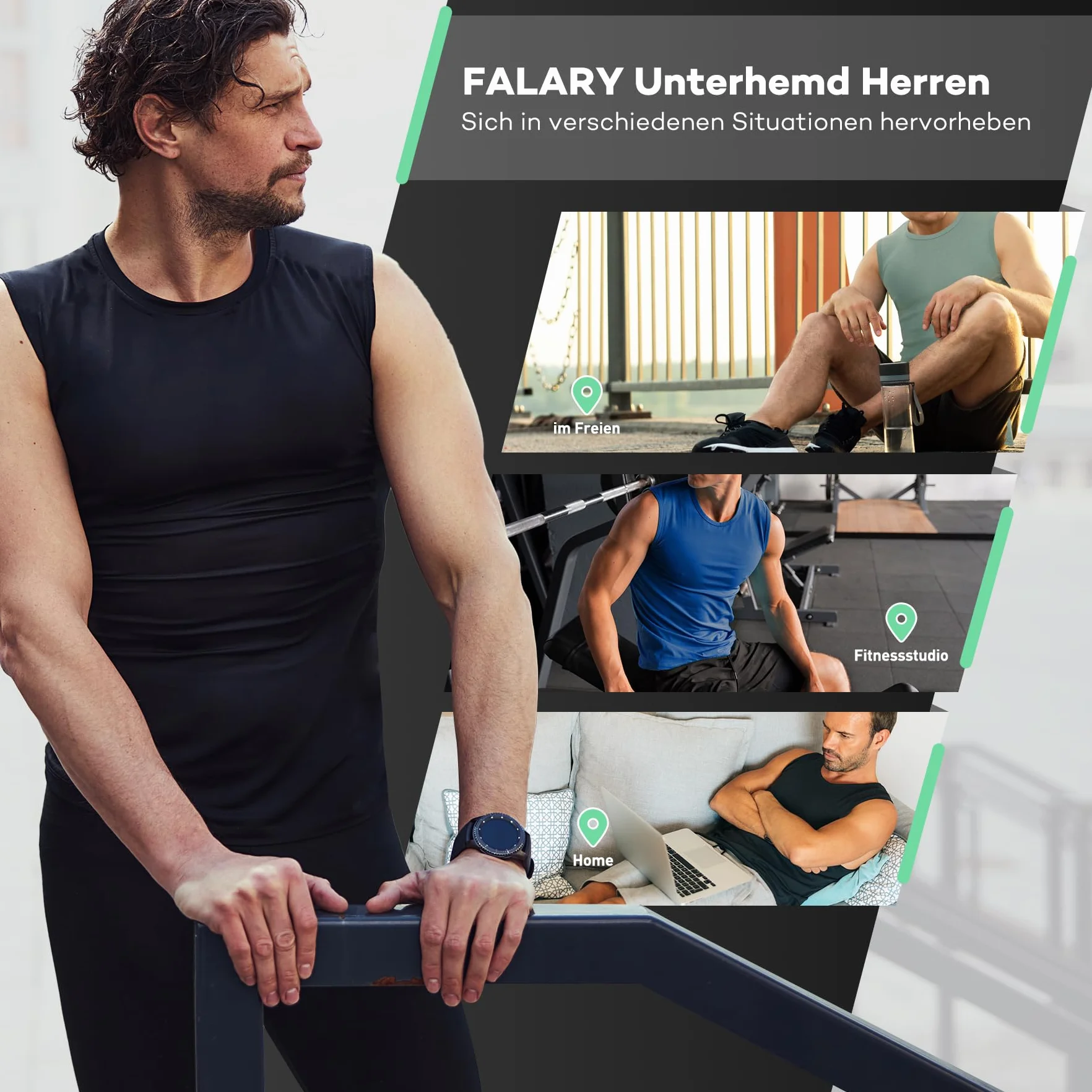 FALARY Débardeur Homme 100% Coton Lot de 3 Blanc Noir Bleu Olive S-5XL
