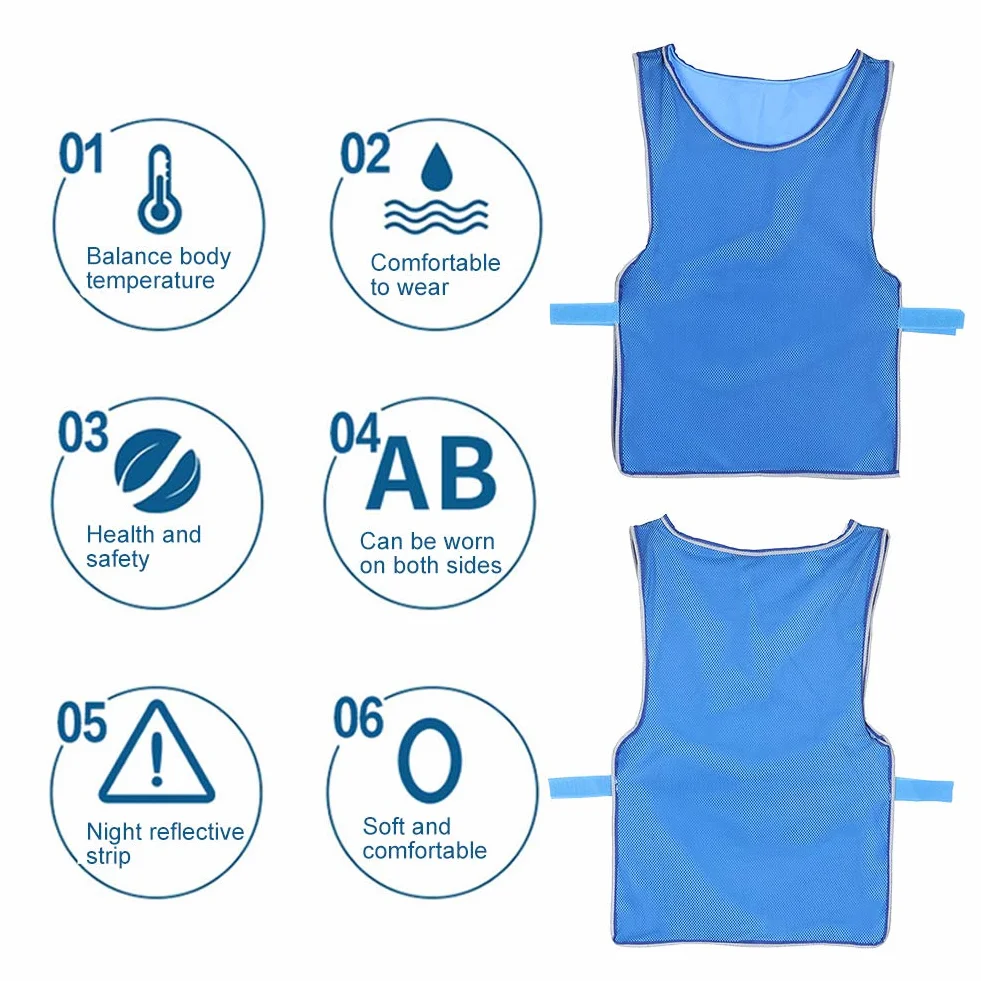 Gilet Rafraîchissant 40x60 cm Bleu Résistant à la Chaleur Sportif Pêche Cyclisme