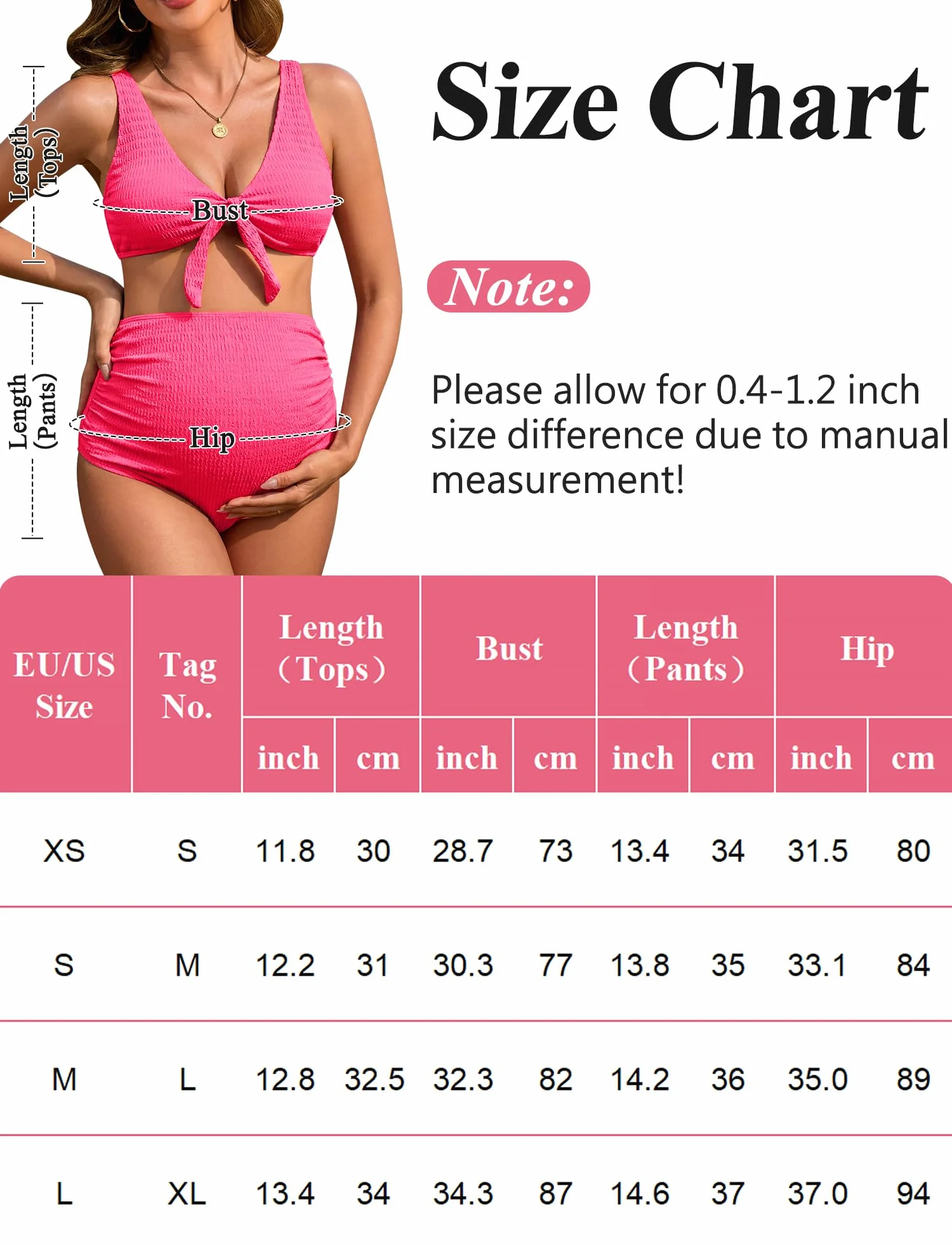 FEOYA Maillot de Grossesse 2 Pièces Femme Bikini Enceinte Taille Haute Col en V Maillot de Bain Maternité Plage XS-L