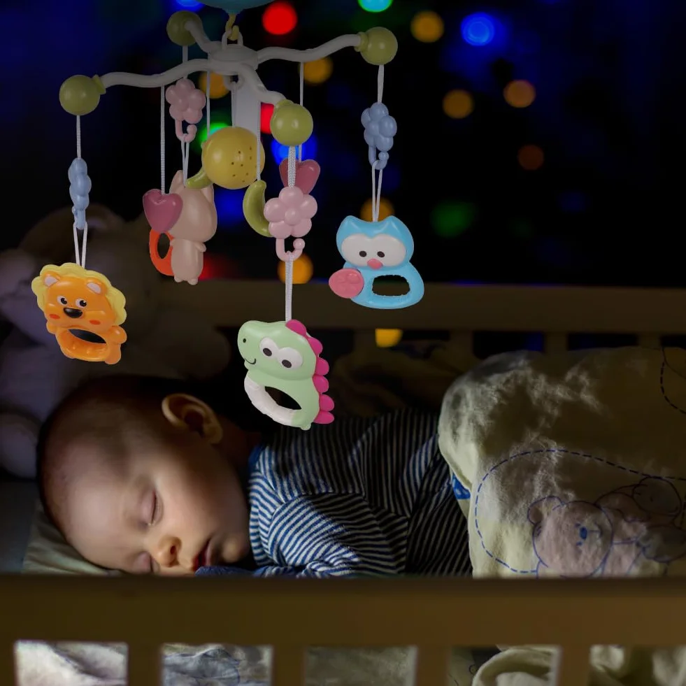 Aolso Mobile Musical Bébé 3-en-1 avec Lumières et Musique, Projecteur pour Lit et Poussette, Cadeau Nouveau-Né