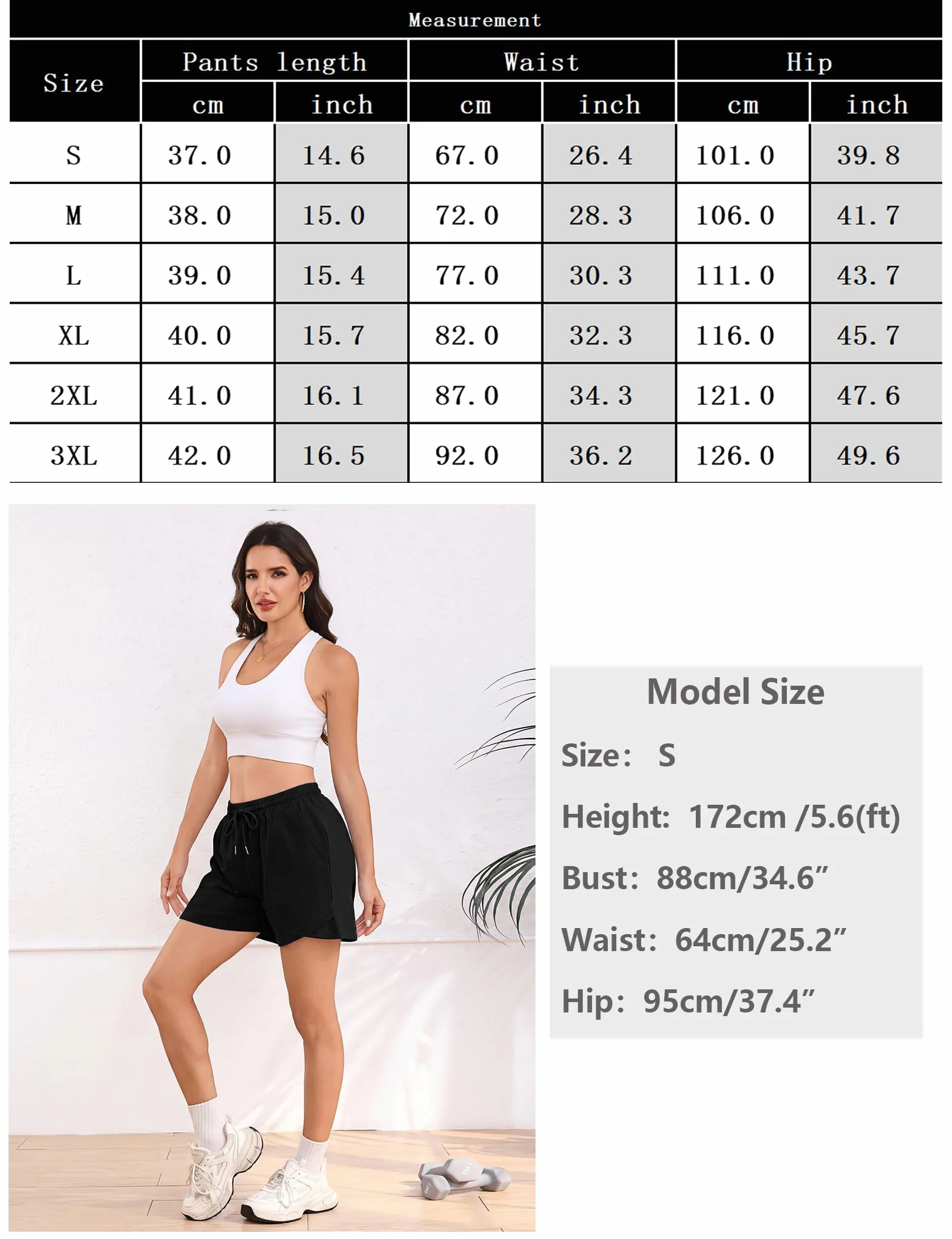 Litherday Short Sport Femme Bermuda avec Cordon Élastique et Poches pour Yoga Fitness