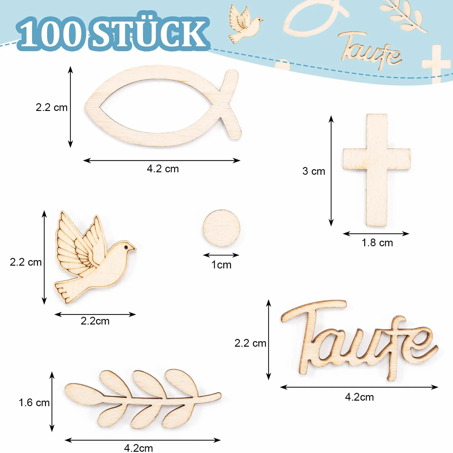Décoration à disperser en bois pour baptême communion garçon fille poissons
