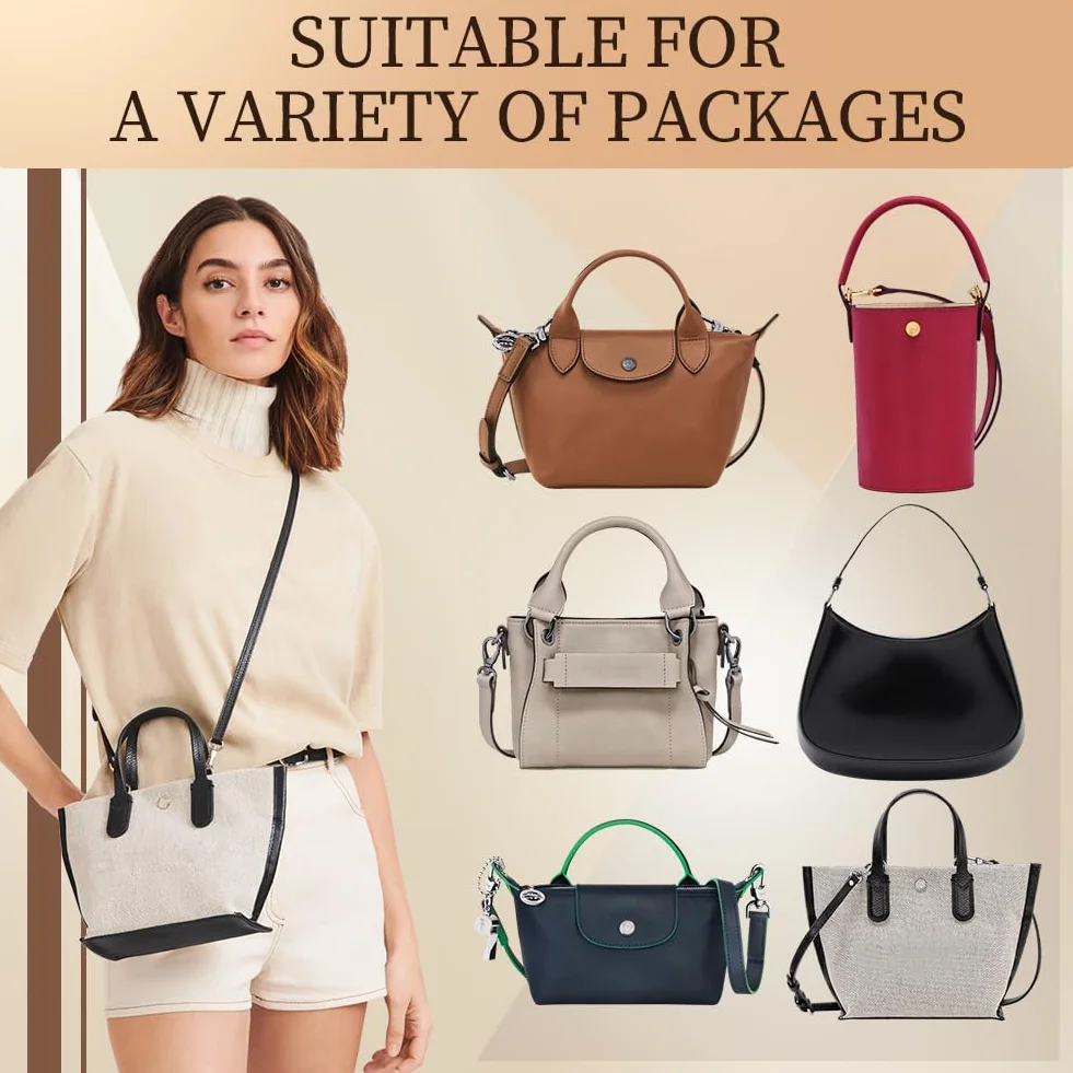 Bandoulière pour Sac Longchamp, Réglable en Cuir Mini sans Boucle, Lanière avec 2 Adaptateurs