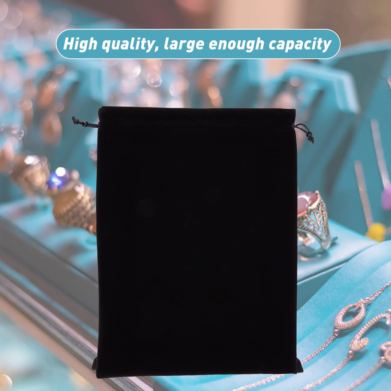 Nbeads 2 Pcs Grandes Pochettes à Bijoux Velours Noir 37x28cm Cordon de Serrage Sacs Cadeaux