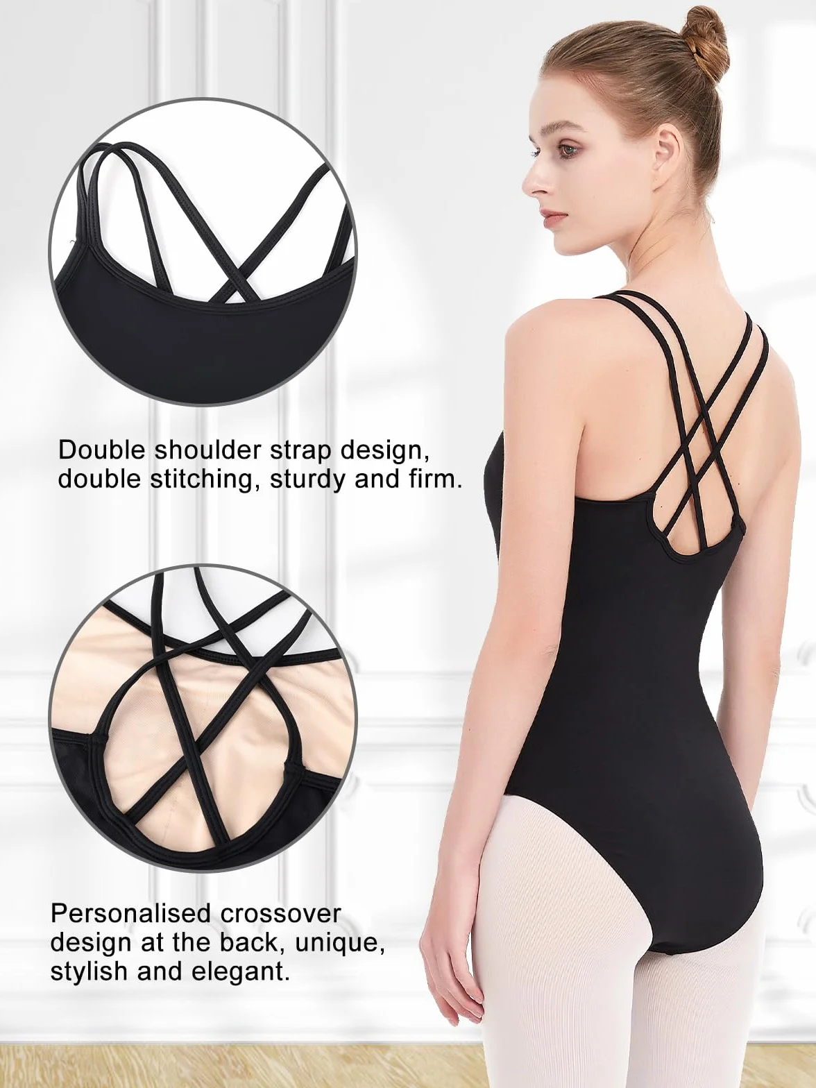Justaucorps Danse Femme Camisole Gymnastique Ballet Couleur Unie