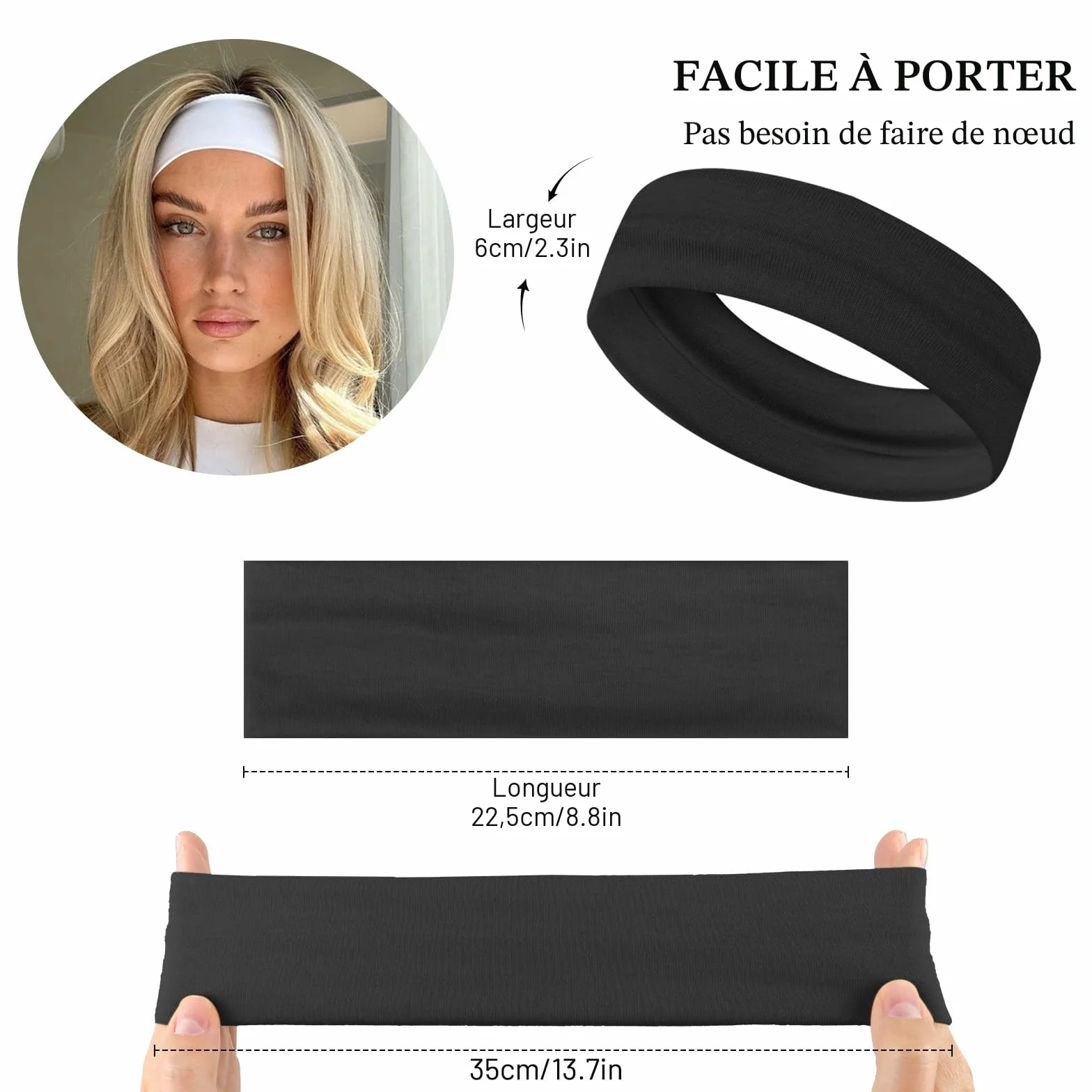 Bandeau Cheveux Femme 7 pcs Élastique Antidérapant Headband Sport Yoga