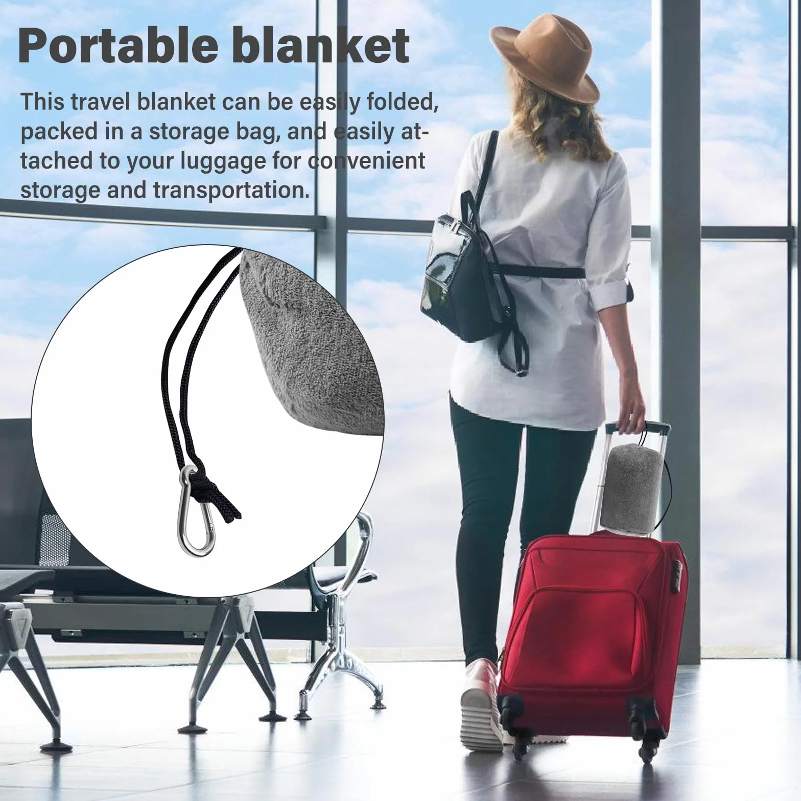 BYZESTY Couverture de voyage 2 en 1 Coussin de voyage transformable 127 x 152 cm Gris